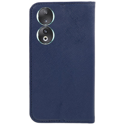 For Honor 90 PU Leather Wallet Stand Anti-drop Case Cross Texture Magnetic Closing Phone Cover