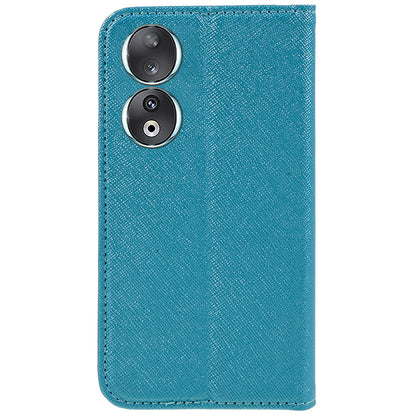 For Honor 90 PU Leather Wallet Stand Anti-drop Case Cross Texture Magnetic Closing Phone Cover