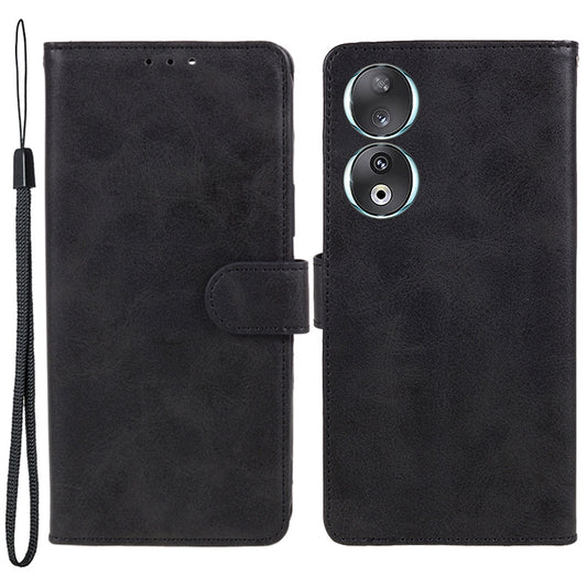 For Honor 90 Calf Texture Leather Phone Case Magnetic Clasp Wallet Stand Anti-fall Cover