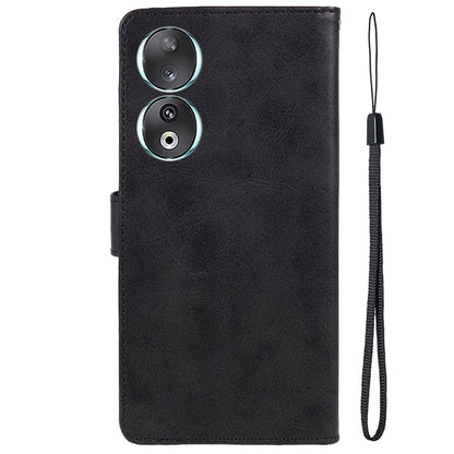 For Honor 90 Calf Texture Leather Phone Case Magnetic Clasp Wallet Stand Anti-fall Cover