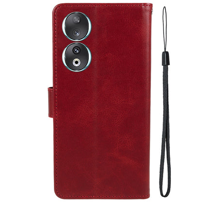 For Honor 90 Calf Texture Leather Phone Case Magnetic Clasp Wallet Stand Anti-fall Cover