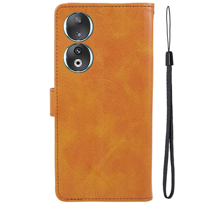 For Honor 90 Calf Texture Leather Phone Case Magnetic Clasp Wallet Stand Anti-fall Cover