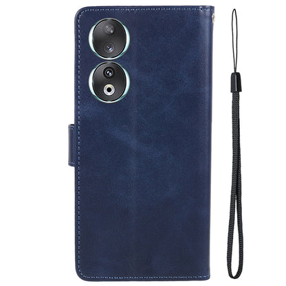For Honor 90 Calf Texture Leather Phone Case Magnetic Clasp Wallet Stand Anti-fall Cover