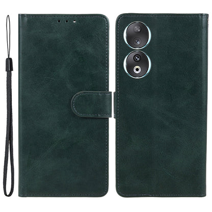 For Honor 90 Calf Texture Leather Phone Case Magnetic Clasp Wallet Stand Anti-fall Cover