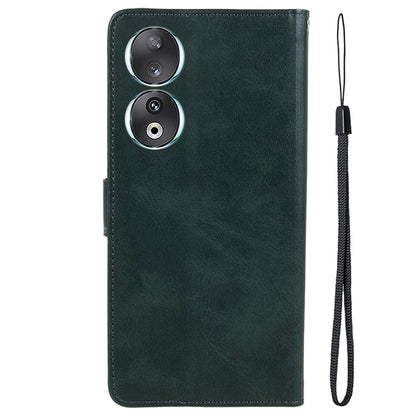For Honor 90 Calf Texture Leather Phone Case Magnetic Clasp Wallet Stand Anti-fall Cover