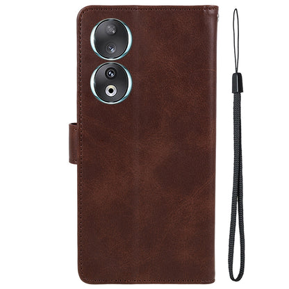For Honor 90 Calf Texture Leather Phone Case Magnetic Clasp Wallet Stand Anti-fall Cover