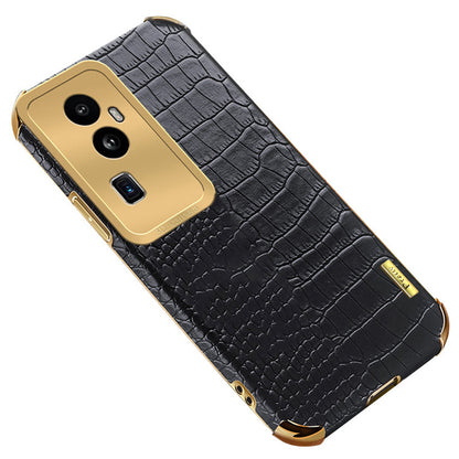 For Oppo Reno10 Pro+ 5G Crocodile Texture Leather+TPU Anti-drop Cover 6D Electroplated Phone Case