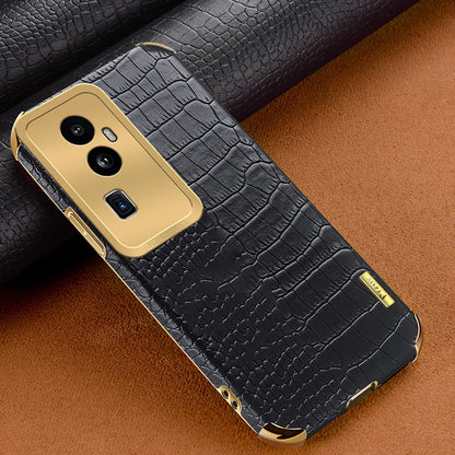 For Oppo Reno10 Pro+ 5G Crocodile Texture Leather+TPU Anti-drop Cover 6D Electroplated Phone Case