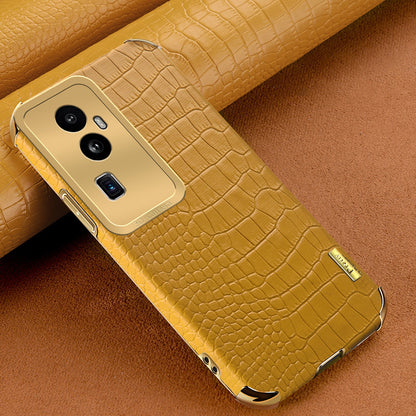 For Oppo Reno10 Pro+ 5G Crocodile Texture Leather+TPU Anti-drop Cover 6D Electroplated Phone Case