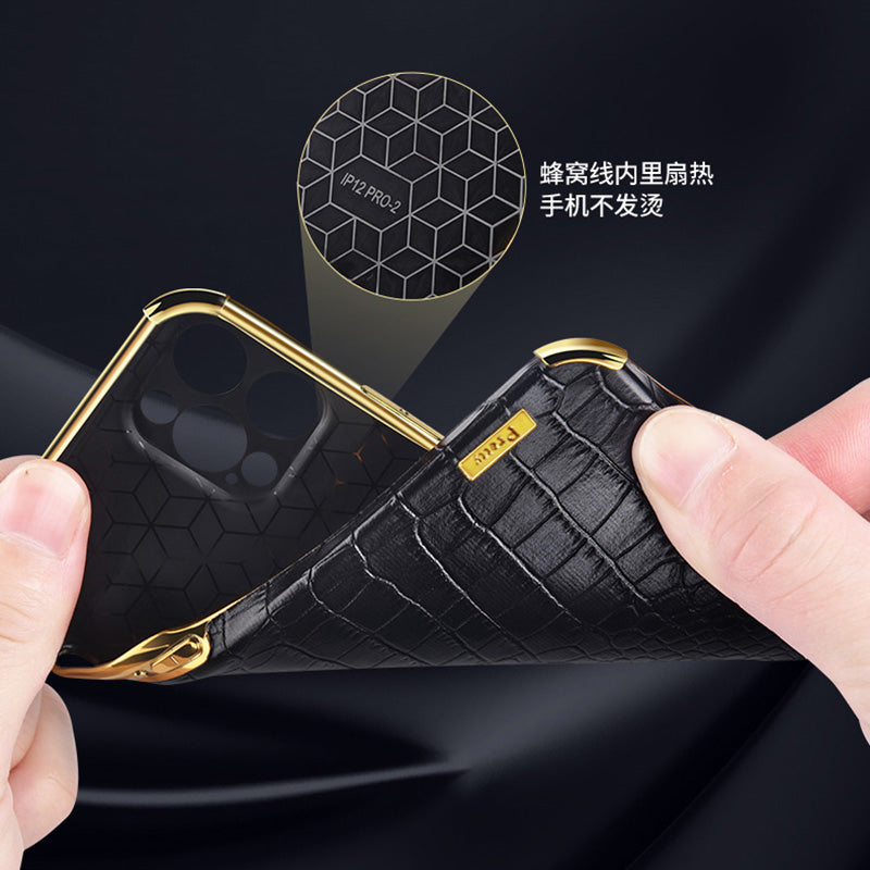 For Oppo Reno10 Pro+ 5G Crocodile Texture Leather+TPU Anti-drop Cover 6D Electroplated Phone Case