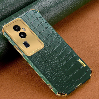 For Oppo Reno10 Pro+ 5G Crocodile Texture Leather+TPU Anti-drop Cover 6D Electroplated Phone Case