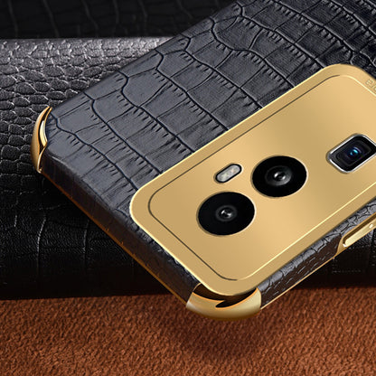 For Oppo Reno10 Pro+ 5G Crocodile Texture Leather+TPU Anti-drop Cover 6D Electroplated Phone Case