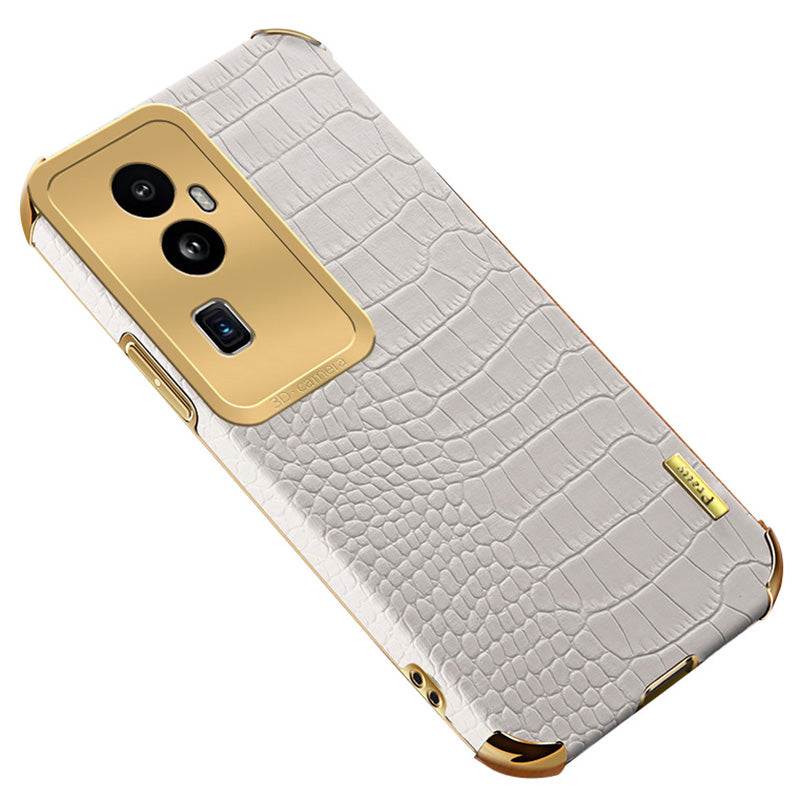 For Oppo Reno10 Pro+ 5G Crocodile Texture Leather+TPU Anti-drop Cover 6D Electroplated Phone Case