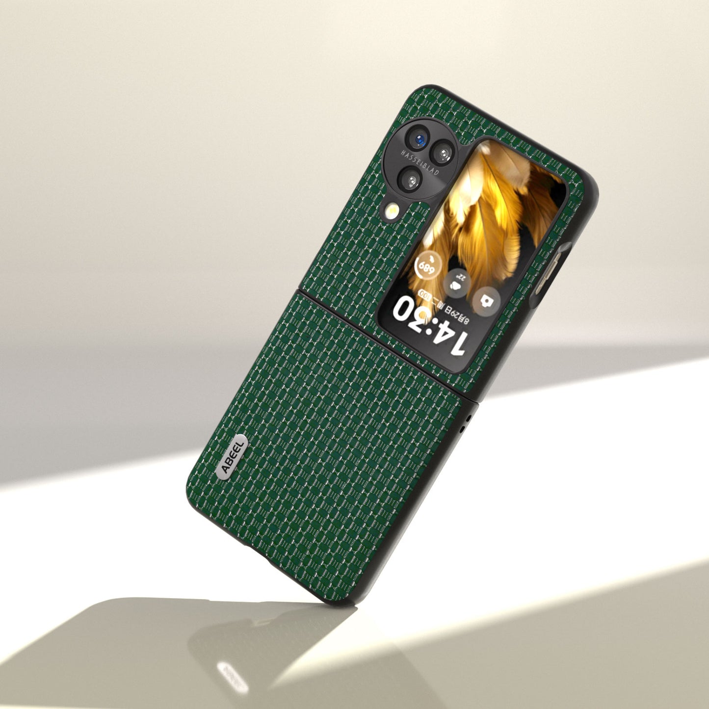 ABEEL For Oppo Find N3 Flip 5G Luxury Texture Phone Cover Genuine Cow Leather Coated PC Non-Slip Case