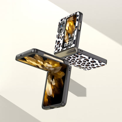 ABEEL For Oppo Find N3 Flip Leopard Pattern Phone Case PU Leather+PC Shockproof Cover