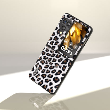 ABEEL For Oppo Find N3 Flip Leopard Pattern Phone Case PU Leather+PC Shockproof Cover