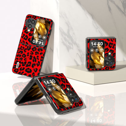 ABEEL For Oppo Find N3 Flip Leopard Pattern Phone Case PU Leather+PC Shockproof Cover