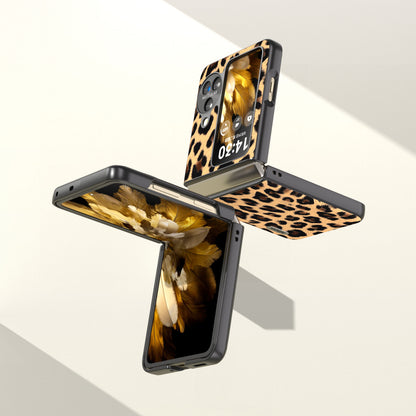 ABEEL For Oppo Find N3 Flip Leopard Pattern Phone Case PU Leather+PC Shockproof Cover