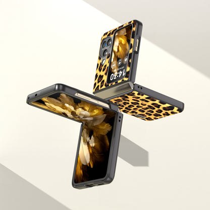 ABEEL For Oppo Find N3 Flip Leopard Pattern Phone Case PU Leather+PC Shockproof Cover