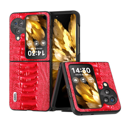 ABEEL For Oppo Find N3 Flip 5G Genuine Cow Leather+PC Case Crocodile Texture Anti-Scratch Phone Cover