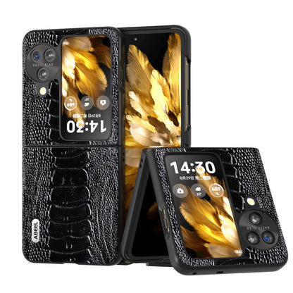 ABEEL For Oppo Find N3 Flip 5G Genuine Cow Leather+PC Case Crocodile Texture Anti-Scratch Phone Cover