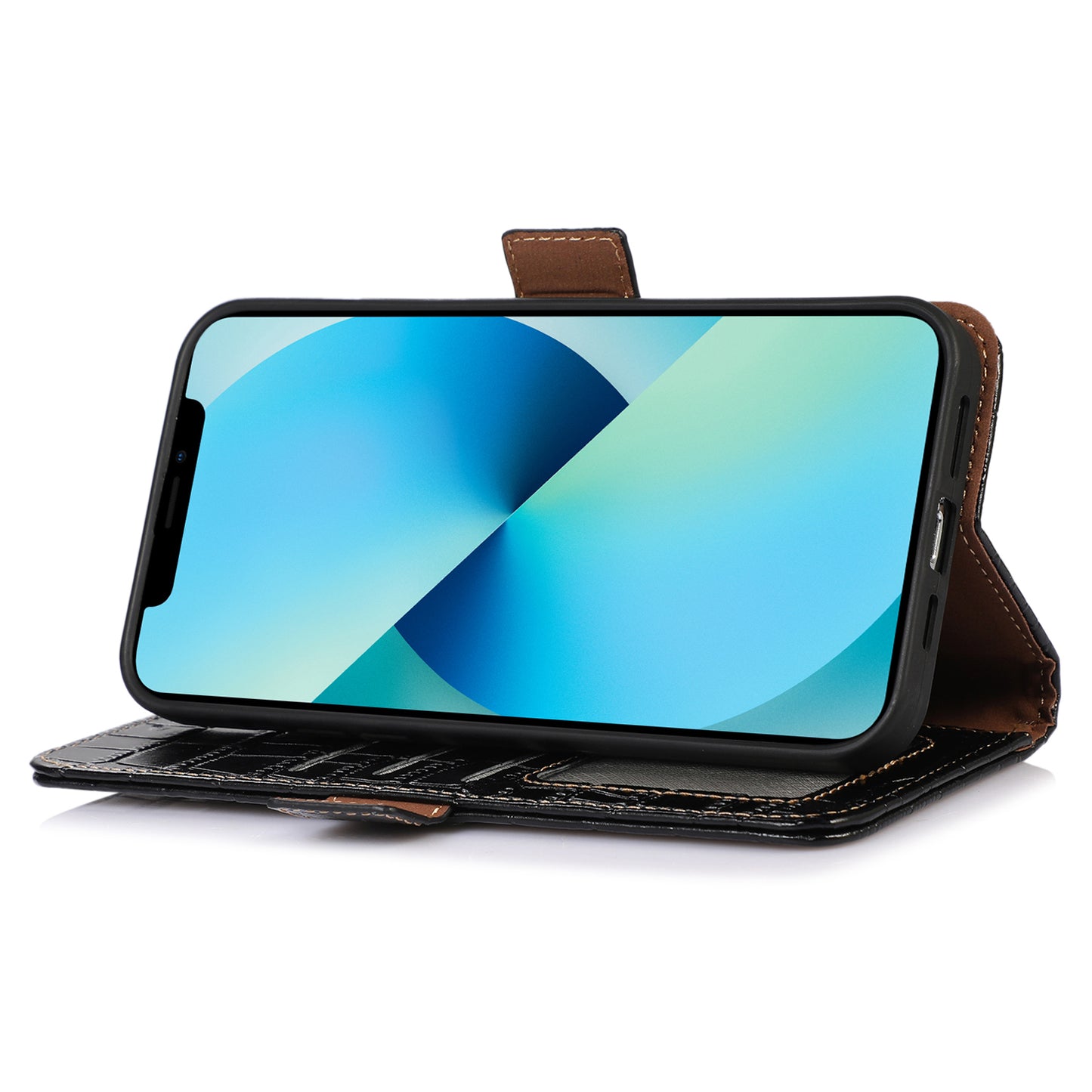 RFID Blocking Wallet Case for Motorola Moto G14 4G , Genuine Cow Leather Phone Cover with Stand