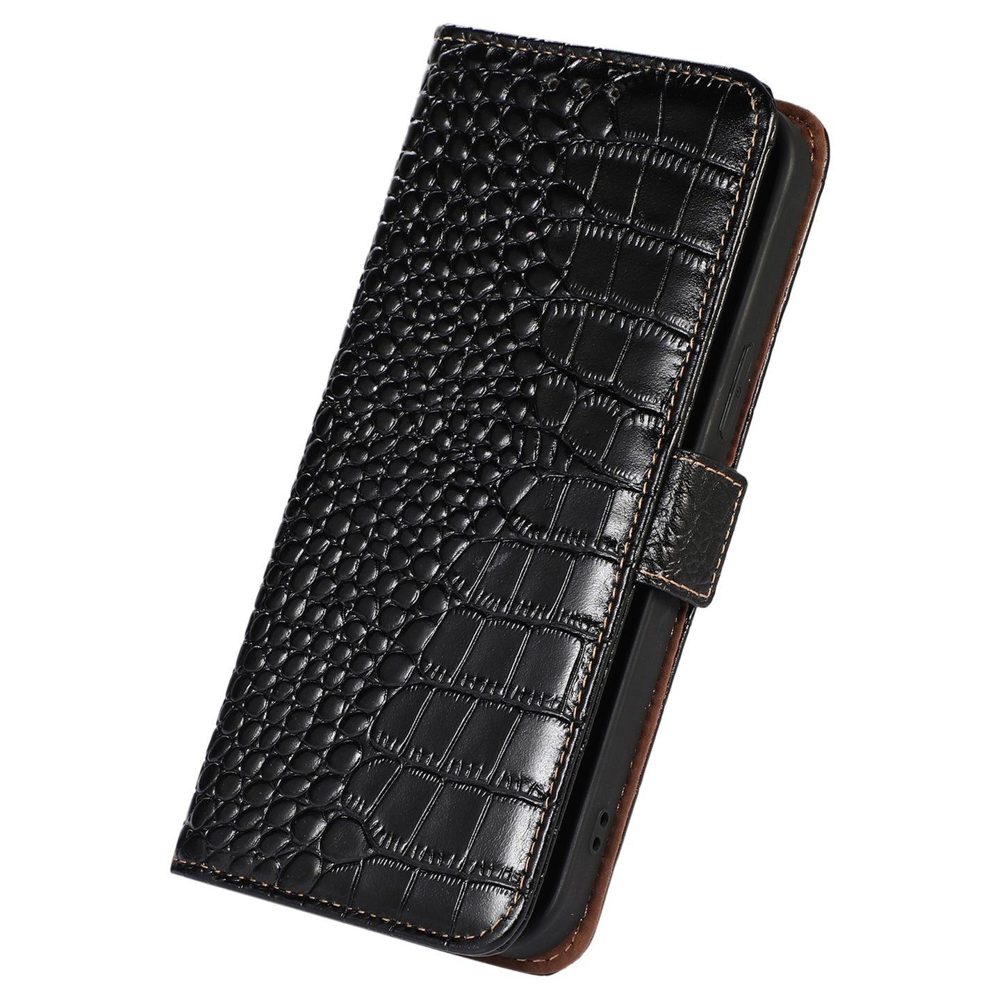 RFID Blocking Wallet Case for Motorola Moto G14 4G , Genuine Cow Leather Phone Cover with Stand