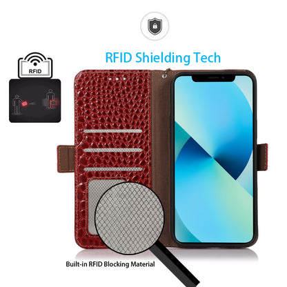 RFID Blocking Wallet Case for Motorola Moto G14 4G , Genuine Cow Leather Phone Cover with Stand