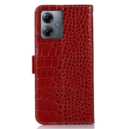 RFID Blocking Wallet Case for Motorola Moto G14 4G , Genuine Cow Leather Phone Cover with Stand