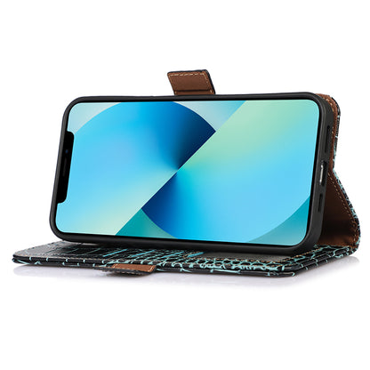 RFID Blocking Wallet Case for Motorola Moto G14 4G , Genuine Cow Leather Phone Cover with Stand