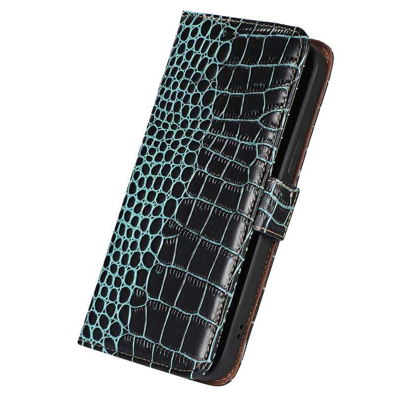 RFID Blocking Wallet Case for Motorola Moto G14 4G , Genuine Cow Leather Phone Cover with Stand