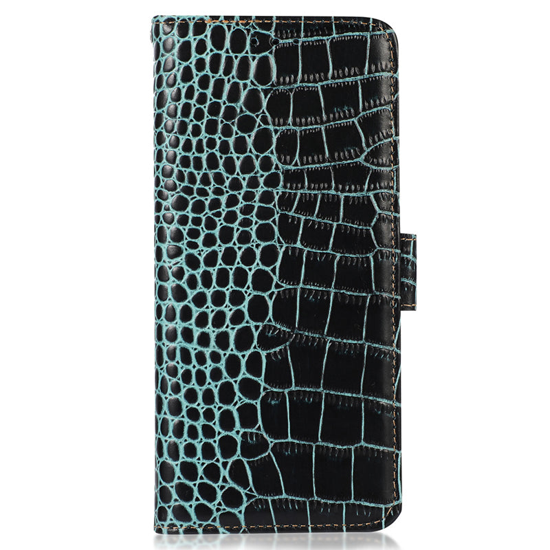RFID Blocking Wallet Case for Motorola Moto G14 4G , Genuine Cow Leather Phone Cover with Stand