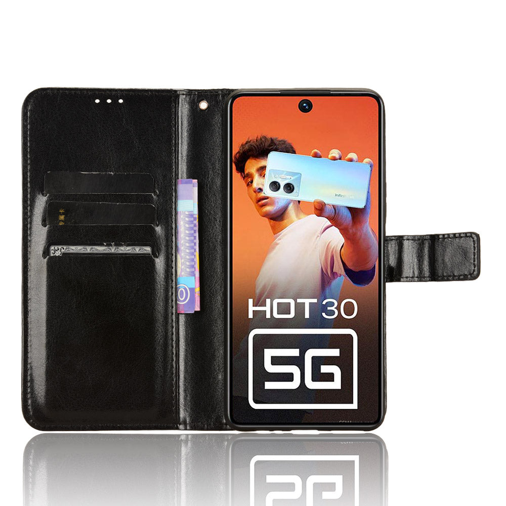 For Infinix Hot 30 5G X6832 Crazy Horse Texture Anti-drop Phone Case PU Leather Wallet Stand Cover