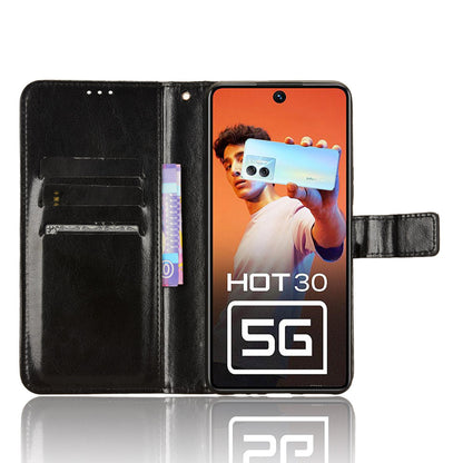 For Infinix Hot 30 5G X6832 Crazy Horse Texture Anti-drop Phone Case PU Leather Wallet Stand Cover