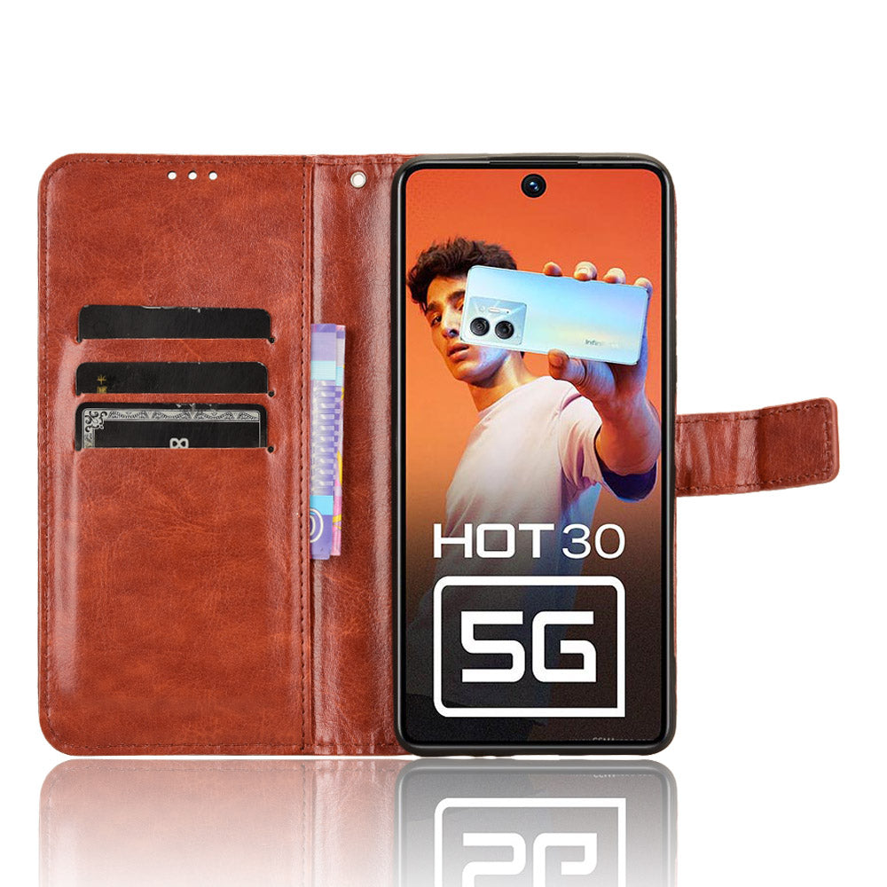For Infinix Hot 30 5G X6832 Crazy Horse Texture Anti-drop Phone Case PU Leather Wallet Stand Cover