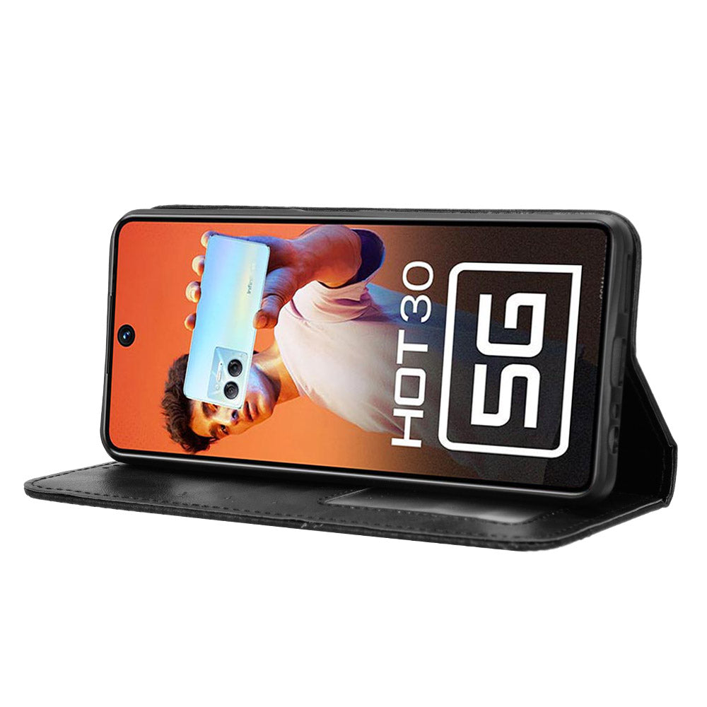 For Infinix Hot 30 5G X6832 Retro Leather Wallet Case Magnetic Closing Stand Phone Cover