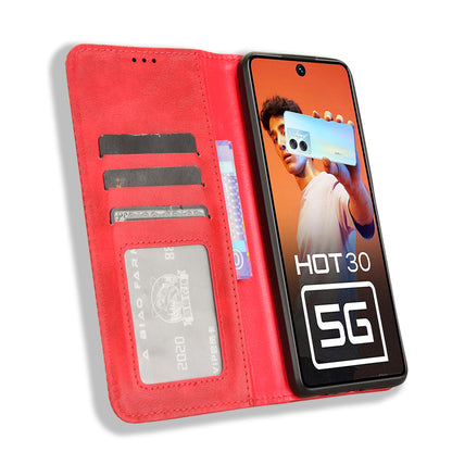 For Infinix Hot 30 5G X6832 Retro Leather Wallet Case Magnetic Closing Stand Phone Cover