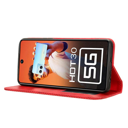 For Infinix Hot 30 5G X6832 Retro Leather Wallet Case Magnetic Closing Stand Phone Cover