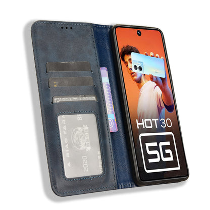 For Infinix Hot 30 5G X6832 Retro Leather Wallet Case Magnetic Closing Stand Phone Cover