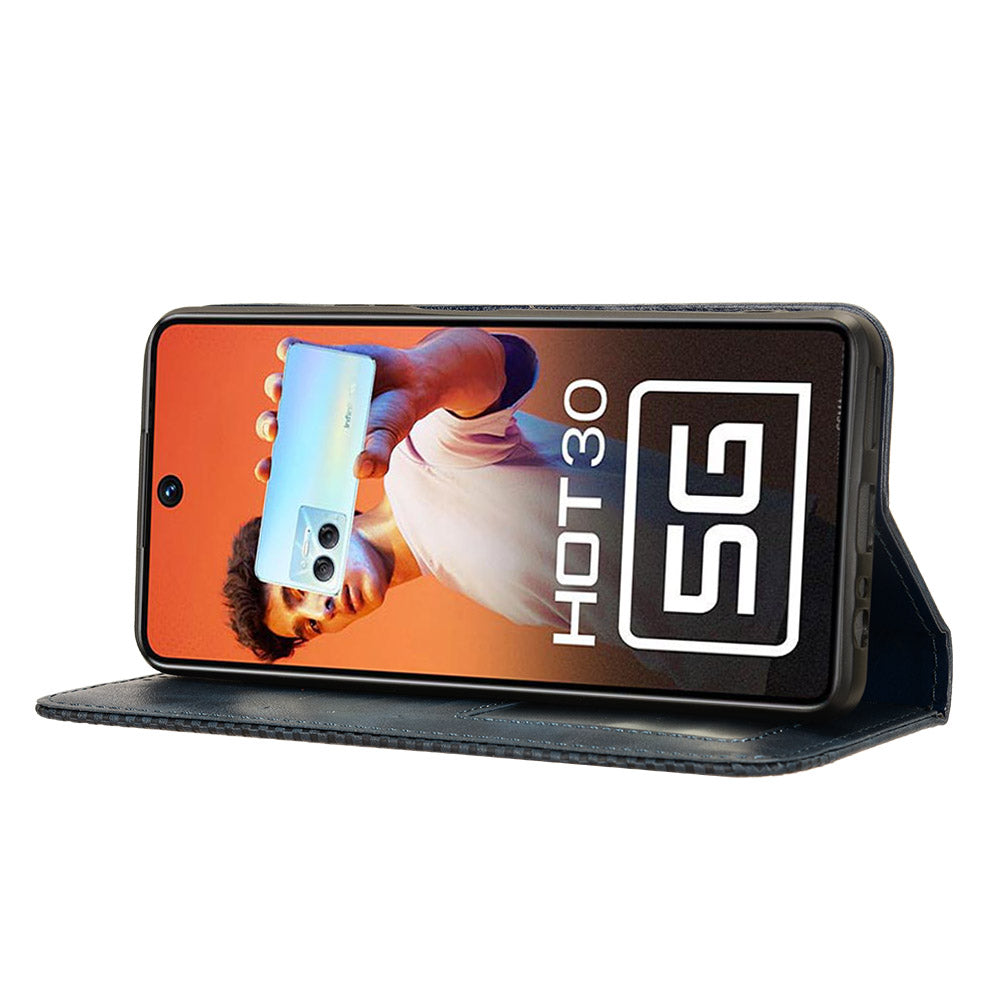 For Infinix Hot 30 5G X6832 Retro Leather Wallet Case Magnetic Closing Stand Phone Cover