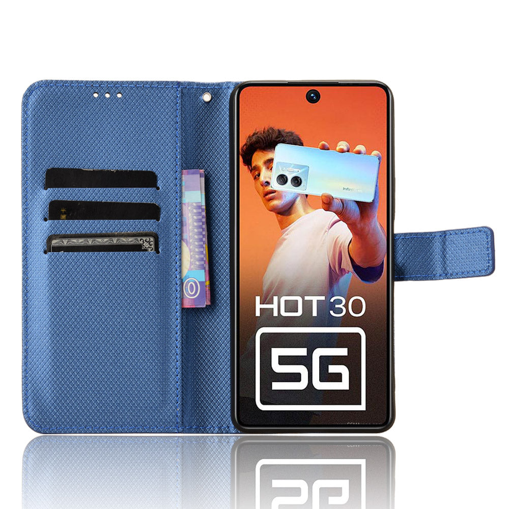 For Infinix Hot 30 5G / X6832 Diamond Texture PU Leather Stand Wallet Phone Case Protective Cover