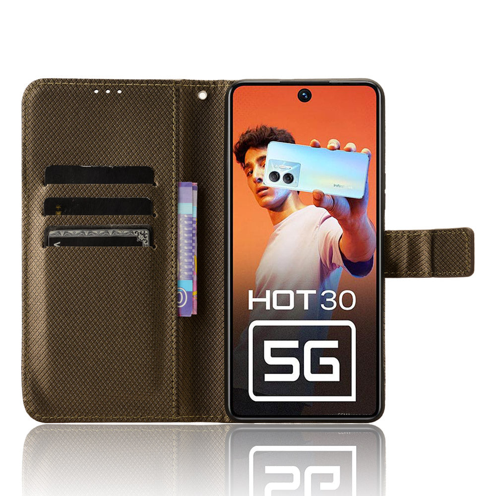 For Infinix Hot 30 5G / X6832 Diamond Texture PU Leather Stand Wallet Phone Case Protective Cover