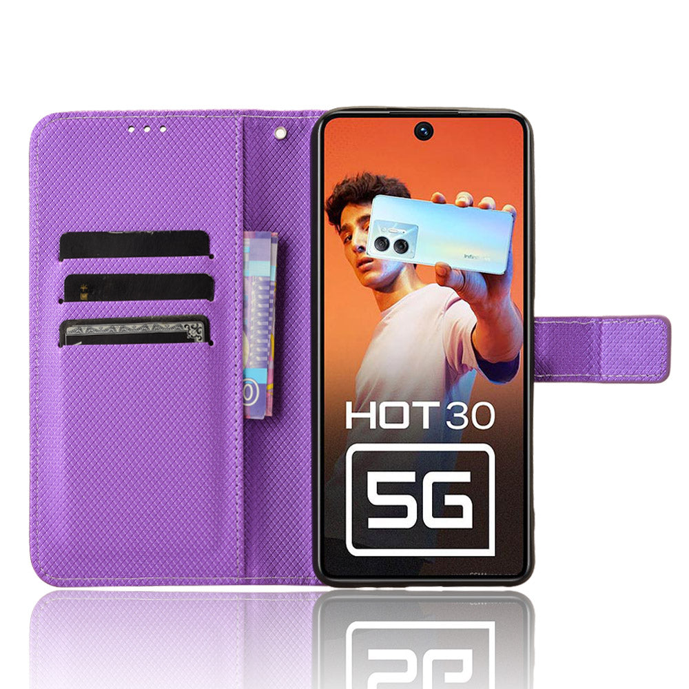 For Infinix Hot 30 5G / X6832 Diamond Texture PU Leather Stand Wallet Phone Case Protective Cover