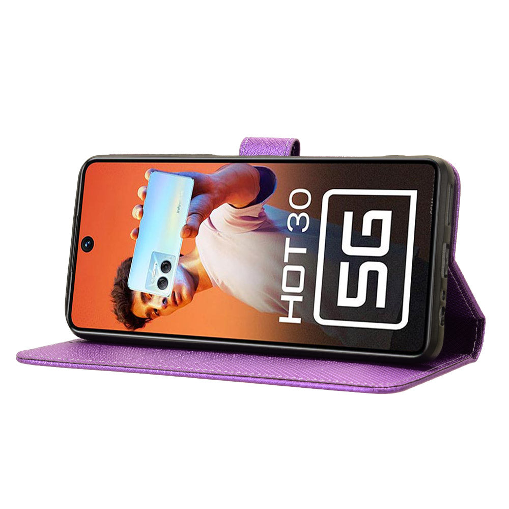 For Infinix Hot 30 5G / X6832 Diamond Texture PU Leather Stand Wallet Phone Case Protective Cover