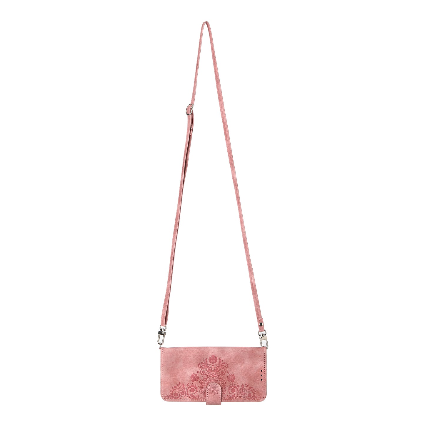 For Huawei Mate 60 Stand Wallet Phone Case PU Leather Imprinted Flower Phone Cover with Wrist Strap + Shoulder Strap