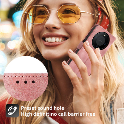For Huawei Mate 60 Stand Wallet Phone Case PU Leather Imprinted Flower Phone Cover with Wrist Strap + Shoulder Strap
