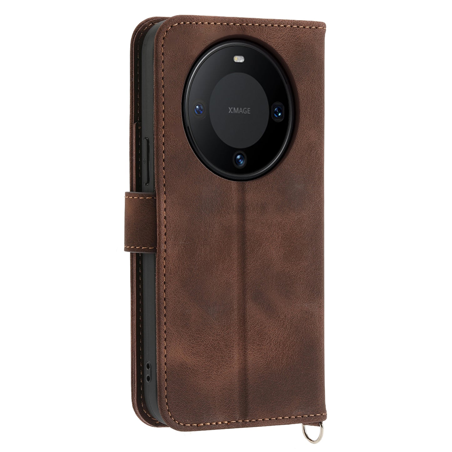 For Huawei Mate 60 Stand Wallet Phone Case PU Leather Imprinted Flower Phone Cover with Wrist Strap + Shoulder Strap
