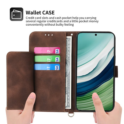 For Huawei Mate 60 Stand Wallet Phone Case PU Leather Imprinted Flower Phone Cover with Wrist Strap + Shoulder Strap