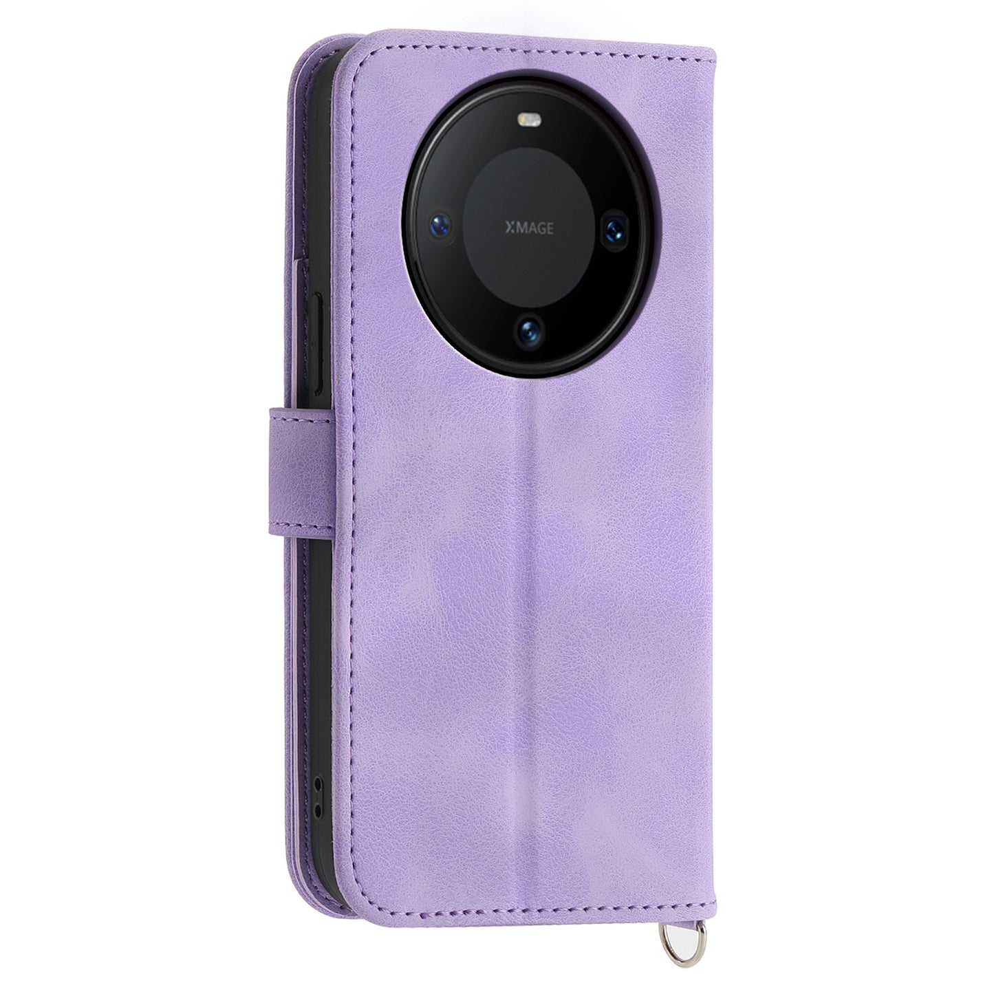 For Huawei Mate 60 Stand Wallet Phone Case PU Leather Imprinted Flower Phone Cover with Wrist Strap + Shoulder Strap