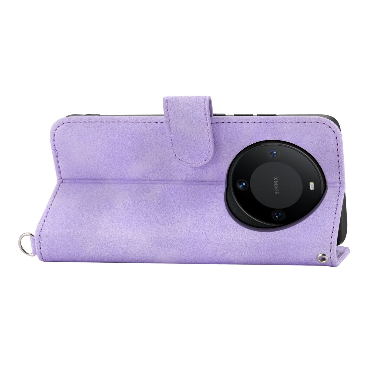 For Huawei Mate 60 Stand Wallet Phone Case PU Leather Imprinted Flower Phone Cover with Wrist Strap + Shoulder Strap